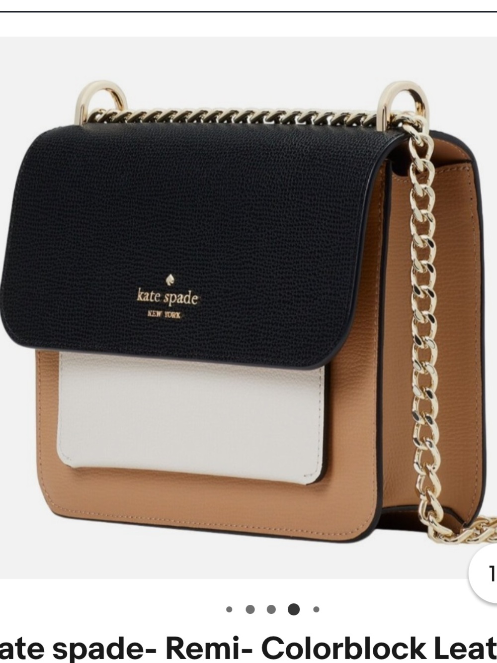 kate spade Colorblock Leather Flap Crossbody - Black, White, Tan